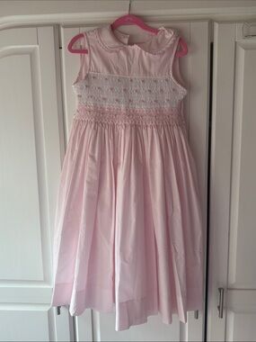 Girls' Sarah Louise England Peter Pan Collar Smocked Dress Hand Embroidered